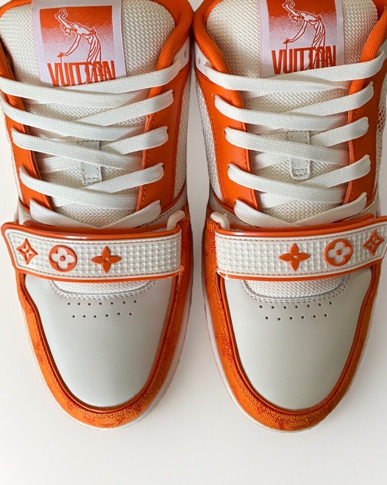 7.5 UK DS Louis Vuitton LV Trainer Virgil Abloh Orange 1A9ZBH SOLD OUT AUTHENTIC image 5