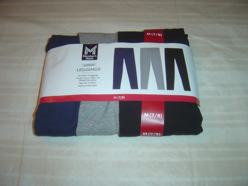 NEW Member's Mark Girl's Favorite Pull-On Full Length Leggings, 3 Pack Med 7/8