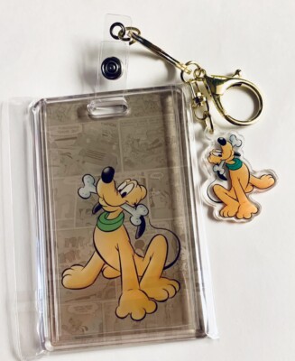 Disney Pluto Hard Case ID Badge Clear Card Holder, Cartoon Dog Kawaii
