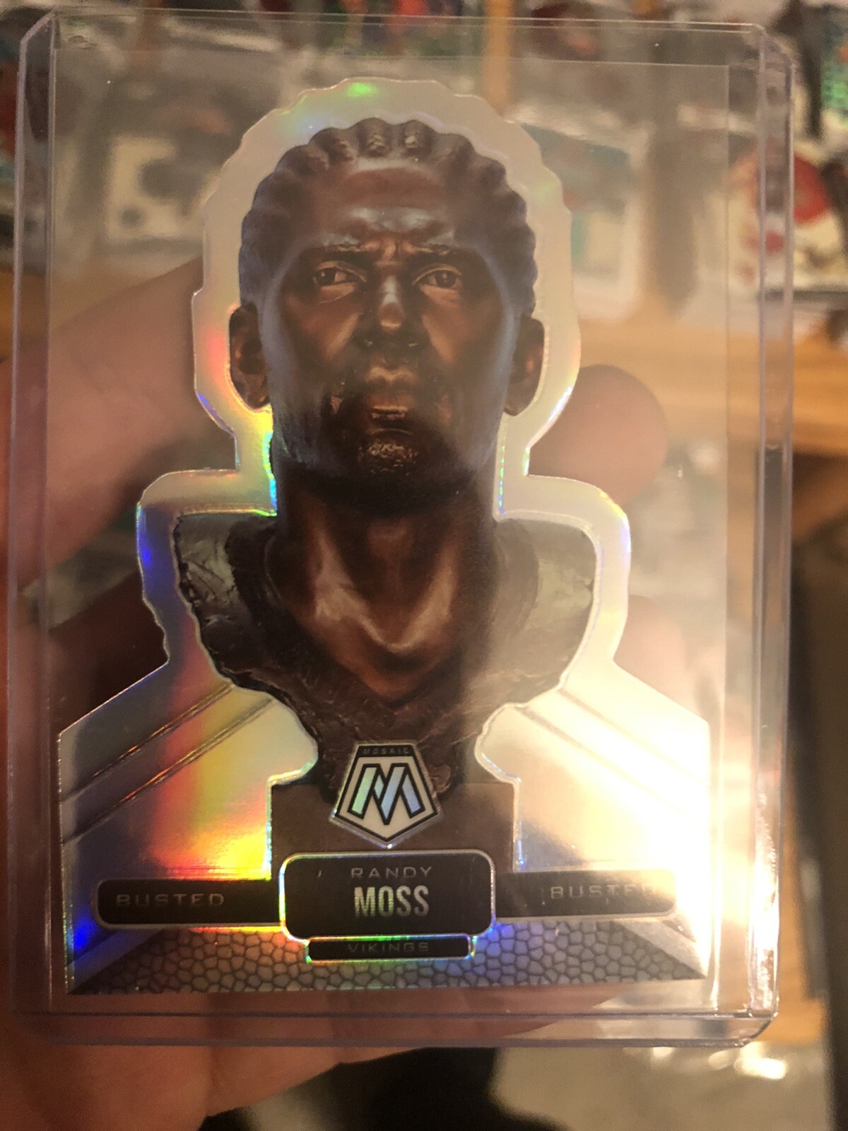 Randy Moss 2021 Mosaic Busted Silver Prizm!! SP Case Hit!!