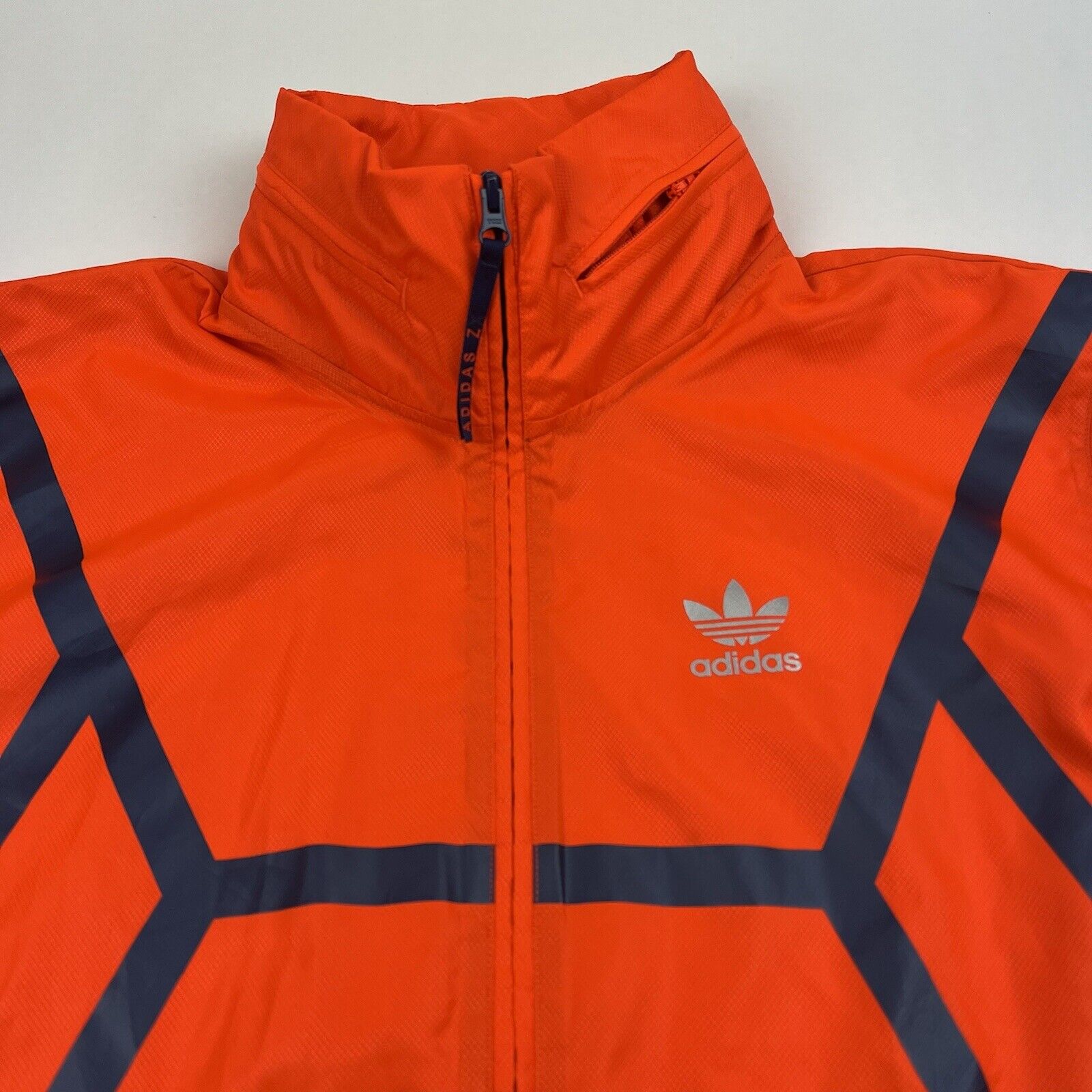 Adidas ZX Men's XL Hooded Full-Zip Windbreaker Jacket Orange Track Hidden