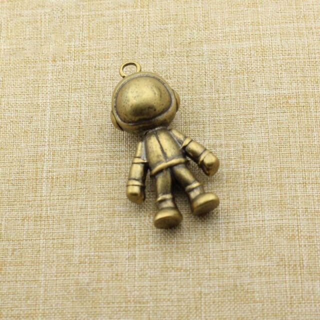 Solid Brass Cartoon Character Astronaut Figure Tea Pet Ornament Keychain Hanging