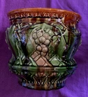 1916 BRUSH McCOY #206 GRAPE PATTERN  8" JARDINIERE / CACHE POT Greens & Browns