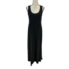 Socialite Crew Neck Split Sides Midi Tank Dress - Black - size Medium
