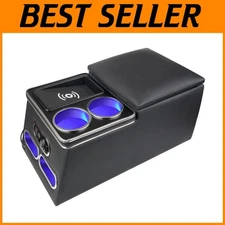 Heavy-Duty Center Console Organizer with Inductive Charger & Dual Cup Holders