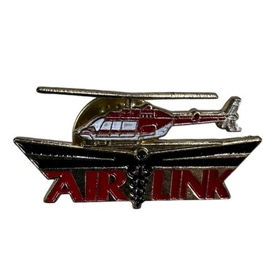 Air Link Medical Helicopter Enamel Lapel Pin Gold Tone Emergency Services EMS