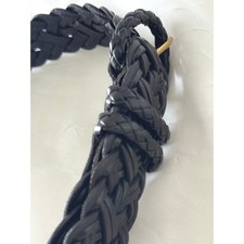 Vintage 90s Talbots Braided Belt Size M 26"   32" Genuine Leather Gold Buckle