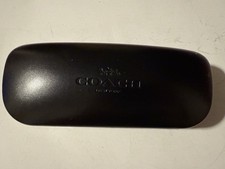 Coach Sunglasses Hard Case Black Leather Clam Shell Eyeglass Case