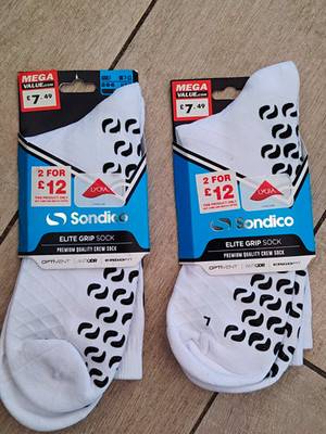 Sondico Elite Grip Sportsocken Herren weiß/schwarz 40-45    2 Paar! atmungsaktiv