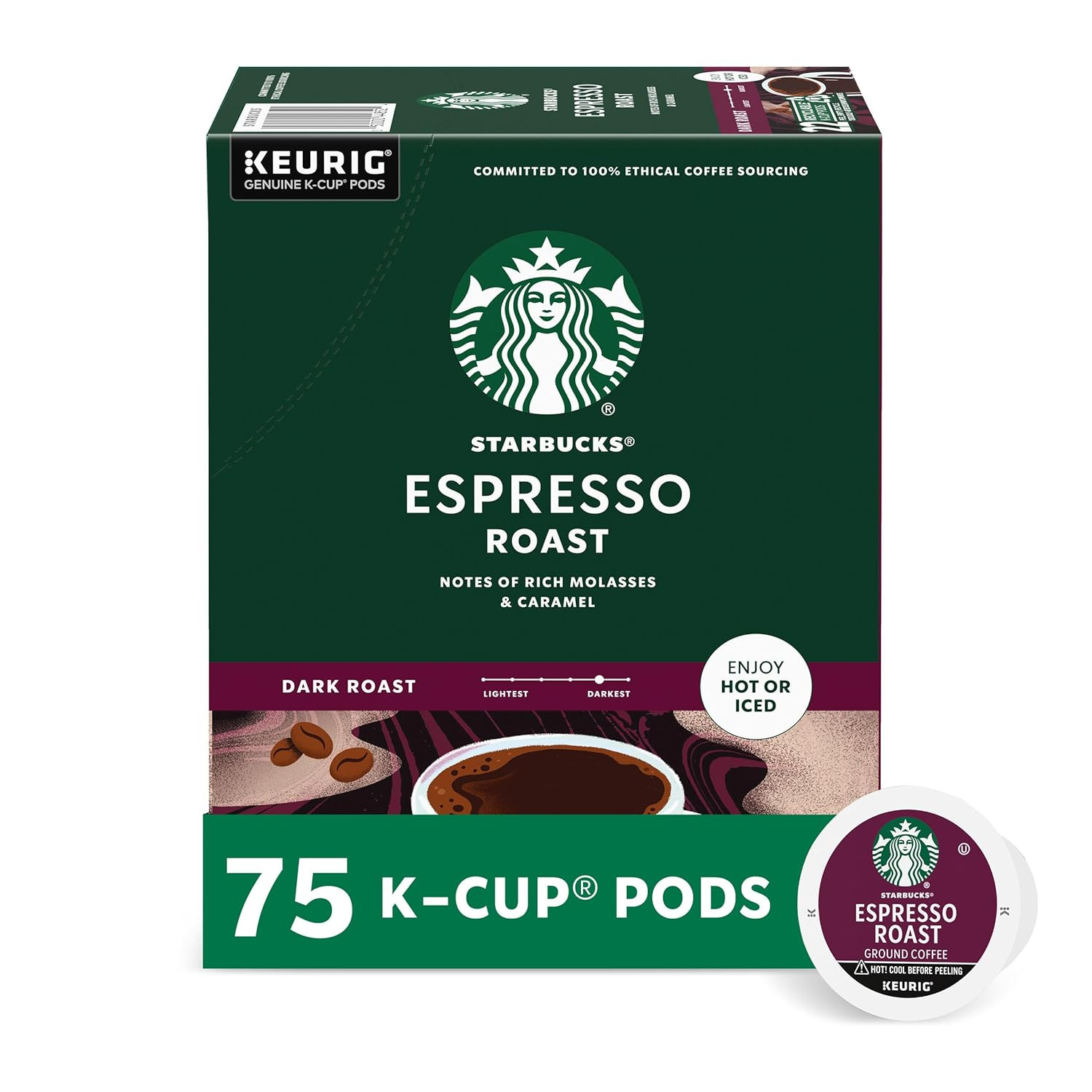 K-Cup Coffee Pods, Dark Roast Coffee, Espresso Roast for Keurig Coffee Makers, 1