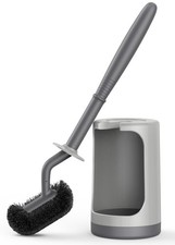 HAMITOR Toilet Bowl Brush Holder Set: Curved Design with Holder for Deep Clea...