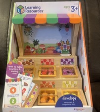 Learning Resources Mini Farmstand Sorting Play Food Set 63 Pieces Ages 3 New