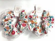 Floral Lace Fabric Scrunchie Set 2-Pack Soft Romantic Hair Accessories