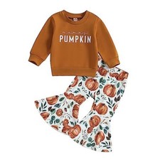 Baby Girl Halloween Outfit Pumpkin Pie Crewneck 6-12 Months Pumpkin Brown