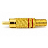 Cinch Stecker RCA Plug Audio Metall Vergoldet Knickschutz LöT Kabel ø 6Mm Rot