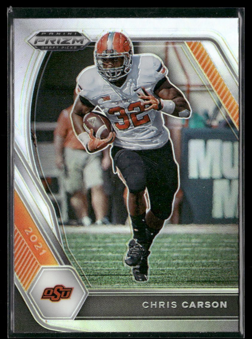 2021 Panini Prizm Draft Picks Collegiate #98 Chris Carson Silver