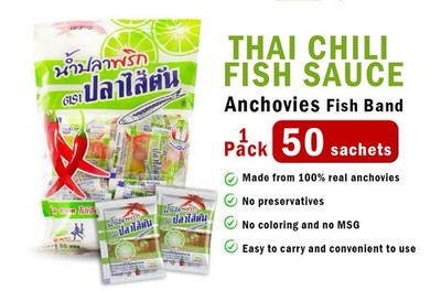 Thailand Chili Fish Sauce Sachets 1 Pack (50pcs) Nam Pla Prik Spicy Dipping Food