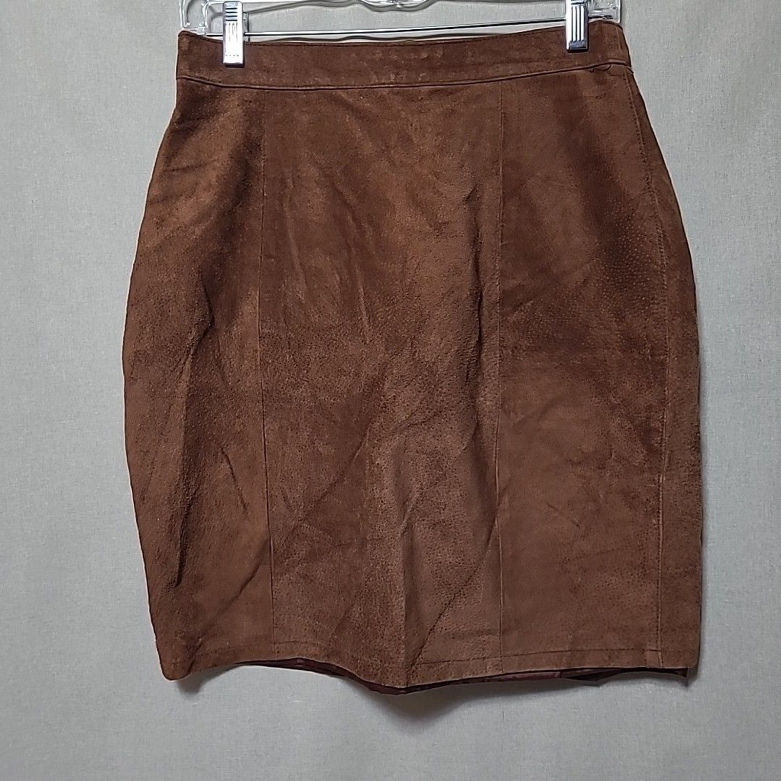VTG International Leather Collection Brown Suede Midi Pencil Skirt 11/12