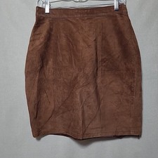 VTG International Leather Collection Brown Suede Midi Pencil Skirt 11/12