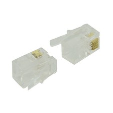 2X(RJ9 4P4C Plug phone Jack Connector 50 pieces, Transparent S7V2)7003