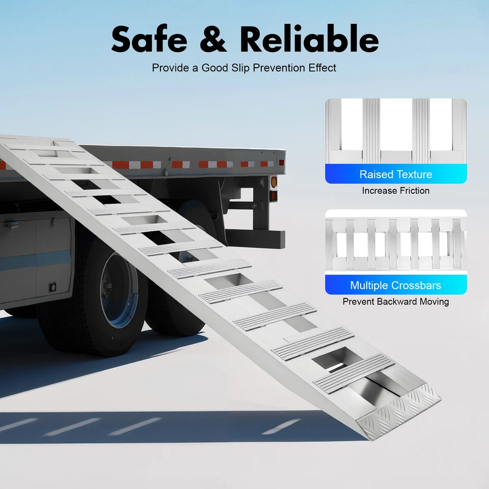 Rampas de reboque de alumínio 2X 6800lbs 72" x 15" para carro ATV caminhão automático e extremidades de gancho - Imagem 3 de 4