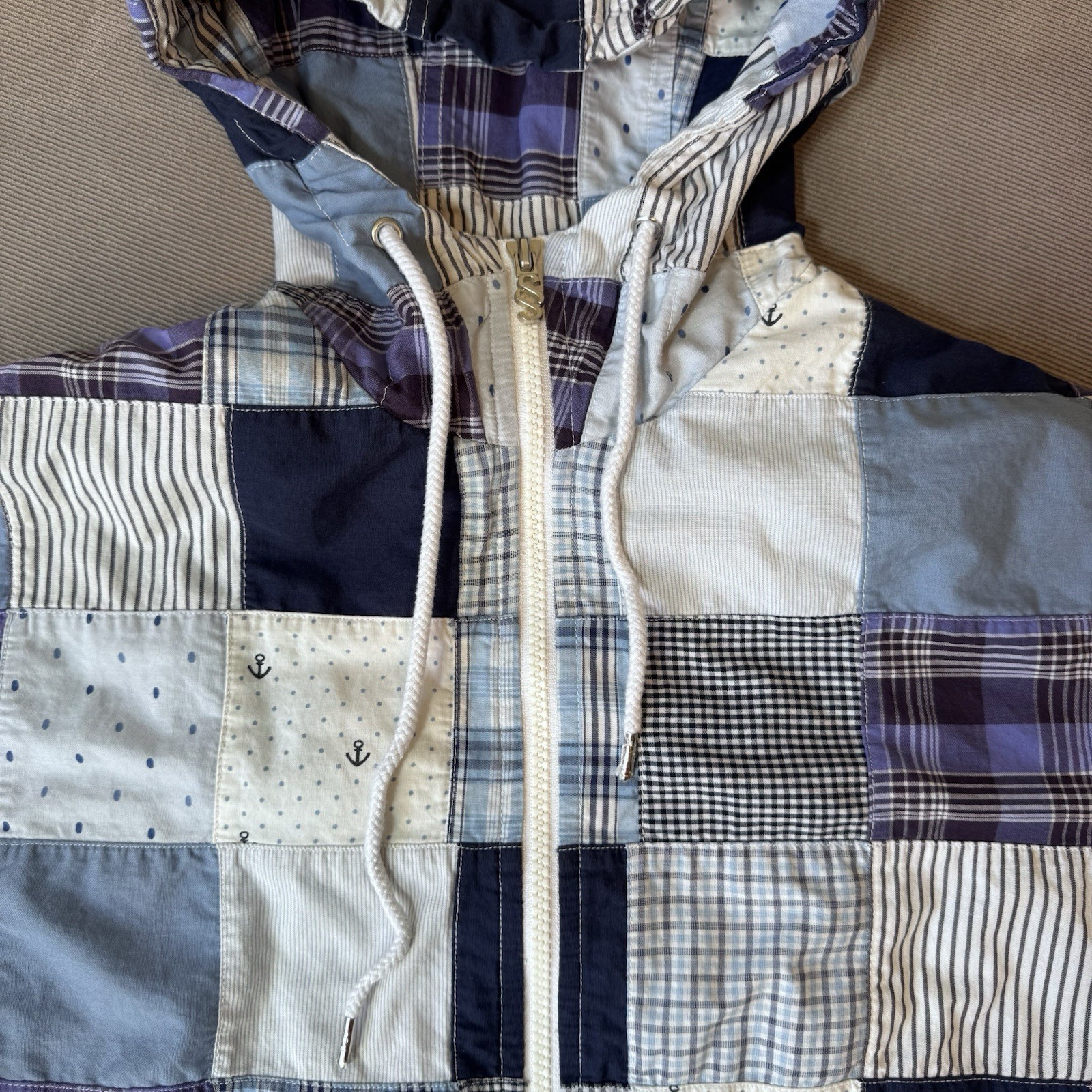 Sub Script Zip Hoodie Women’s S Lined Patchwork Q… - image 3