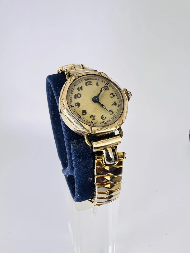 Vintage ART DECO, vergoldete Armbanduhr, Handaufzug, Damenuhr - Bild 2 von 3