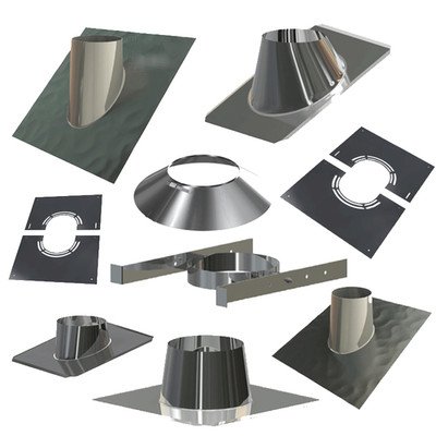 Edelstahlschornstein Dachdurchführung /Wetterkragen/Deckenblende DW 80 mm - 200 