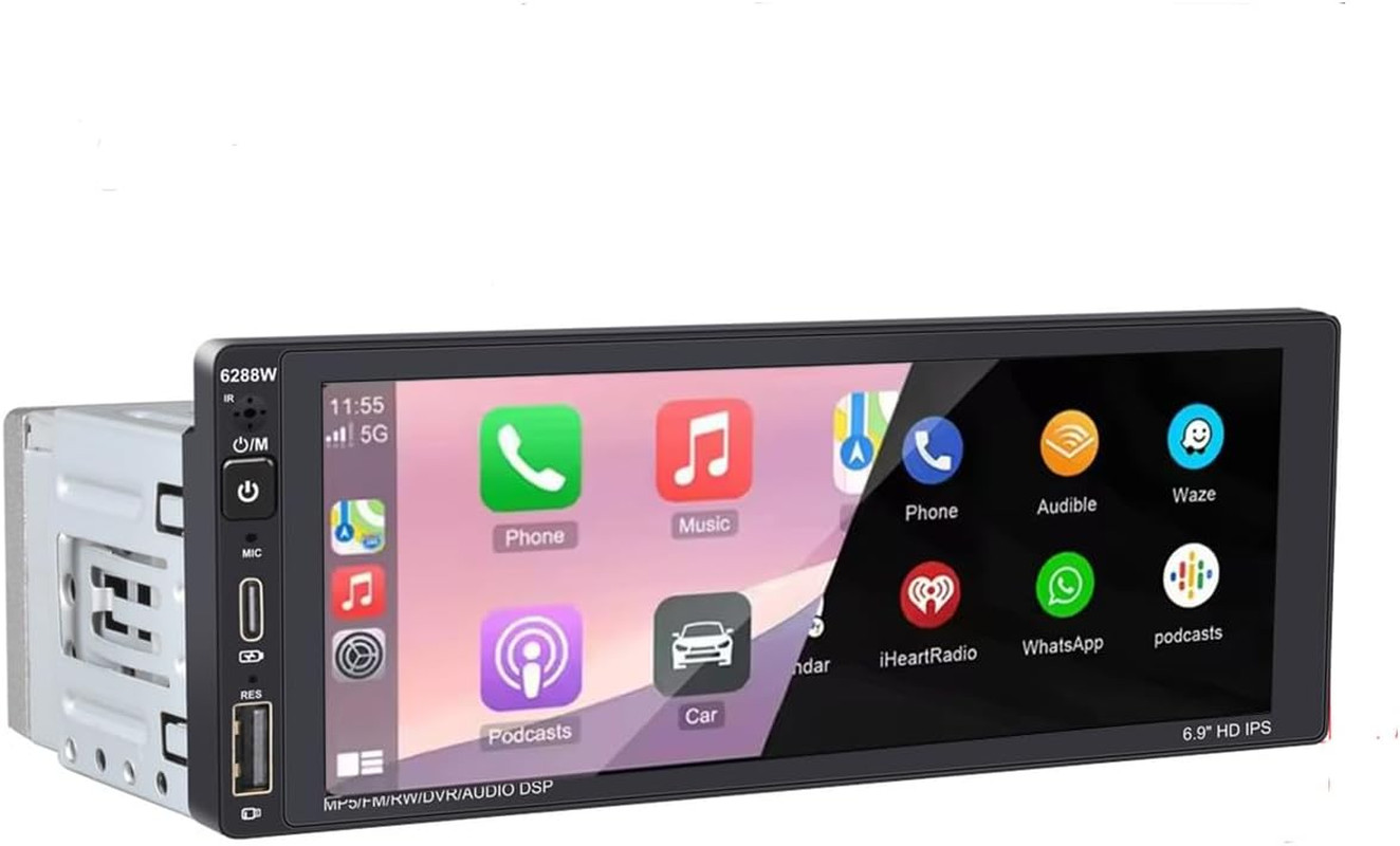 Sistema Multimedia Auto 1 Din 6.9" Wireless CarPlay Android Auto
