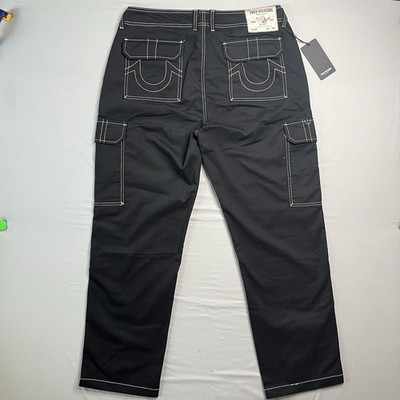 True Religion Bobby Baggy Cargo Pant Mens 34 (~36x30) Jet Black