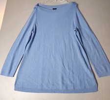 NWT Talbots Pretty Fun Weave Light Blue Cotton Blend Long Sleeve Sweater 2X