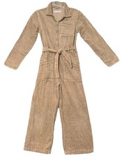Girls Zara Brown Corduroy Jumpsuit Size 11-12 Youth Outfit With Belt -Excellent