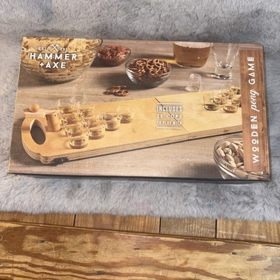 Hammer And Axe Wooden Pong Game New in Box Beer Pong game Bag & Tray for Party