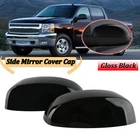 2PCS Side Mirror Cap for Chevy Silverado Sierra 2007-2013 Pickup Glossy Black