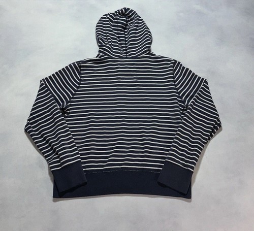 Vintage American Eagle Striped Full Zip Fleece Hoodie Womens Large Preppy Y2K - Picture 5 of 9