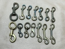 Vintage Lot of 14 Solid Brass Swivel Snap Hooks / Double Ended Bolt Snap