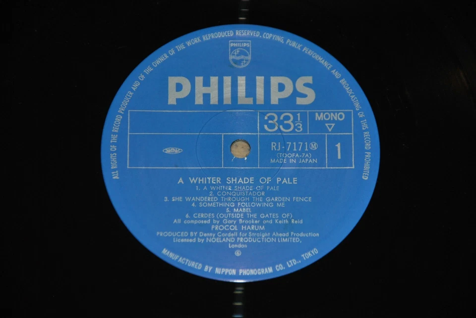 PROCOL HARUM A WHITER SHADE OF PALE - PHILIPS RJ-7171 1976  LP JAPAN OBI NM MONO - Image 2 of 2