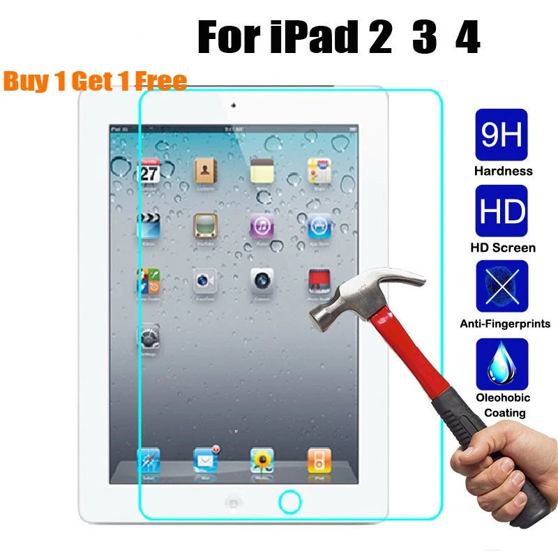 2Pcs 9H Tempered Glass Screen Protector Guard Clear Shield Cover For iPad 2 3 4 - Image 2 of 4