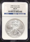 2008 Silver Eagle certified Early Releases, MS 69 by NGC! NO RESERVE!