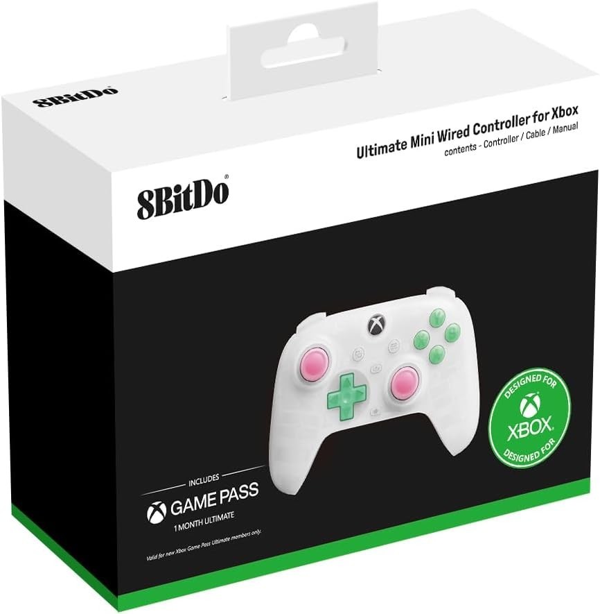 8BitDo Ultimate Mini Wired Controller for Xbox S|X - Translucent White - NEW - Image 2