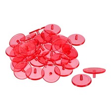 50 Pack Golf Ball Marker 24mm Round Transparent Flat Position Mark Places Red