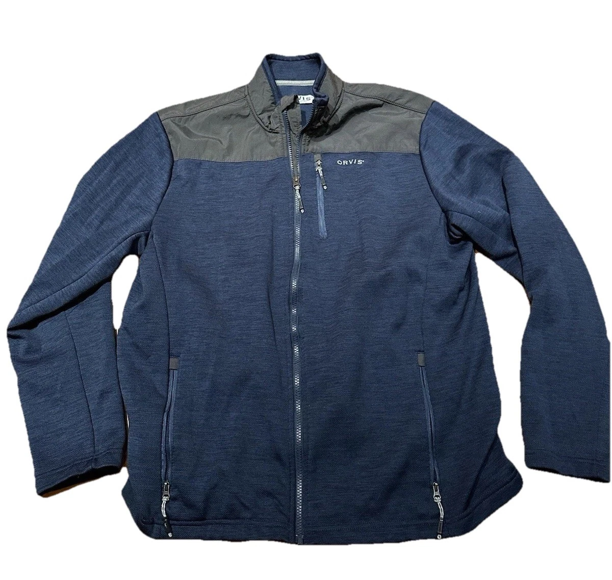 Orvis Men's Large Blue Grey Full Zip Jacket Outdoor Sports