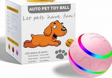 Interactive Dog/Cat Toy Ball With LED Lights USB Rechargeable Self Rolling Pink