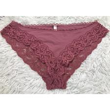 Rare VICTORIA'S SECRET Body by Victoria Pink Smooth  Lace Bikini Panties Sz Lg