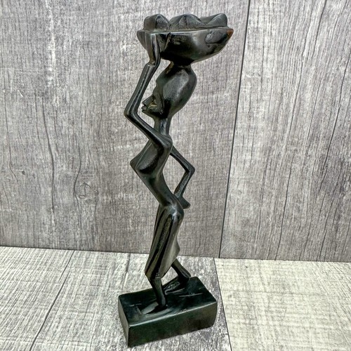 Statua tribale in legno intagliato a mano arte popolare africana Kenya vintage - Foto 3 di 12