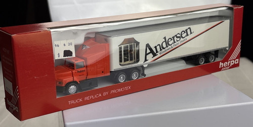 Camión tractor Herpa 6177 escala HO Anderson con ventanas con remolque nuevo en caja | Zustand: New