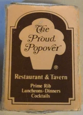 The Proud Popover Restaurant Chicago Il Vintage Matchbox 1960s Htf No Matches