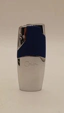 Colibri London QTR6900 Rio Jet Silver Blue Lighter NIB Windproof Patented Butane