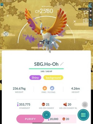 Shiny Shadow Ho-oh Kalos Tour Hintergrund Pokemon Go