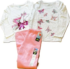 New 3-Piece Lot of Jumping Beans & Hanes Shirts & Sweatpants Outfits Sz 6 6X NWT